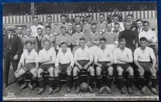 Postcard, Football, Watford RP, Team Squad, 1928-29, with advert for Tividale Tool of Merton Road to