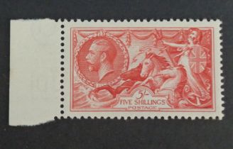 Stamps, GB KGV 1934 re-engraved 5/- Seahorse mint marginal. Cat £175. (1)