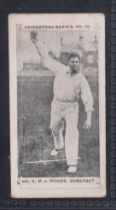 Cigarette card, Gabriel, Cricketers Series, type card, no 18, Mr S M J Woods, Somerset, (some sl