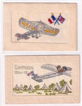 Postcards, Silks, a greetings and patriotic selection of 4 embroidered silks, all featuring