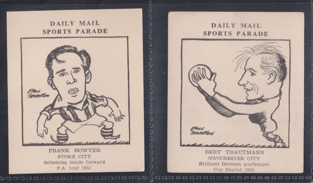 Trade cards, Football, Daily Mail Sports Parade, 'L' size, two type cards, Frank Bowyer Stoke City &