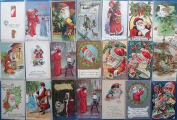 Postcards, Father Christmas, 47 cards, mostly artist drawn with a few photographic, to include toys,