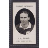 Cigarette card, Taddy, Prominent Footballers (No Footnote), type card, J C Parke, Irish Rugby