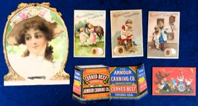 Trade cards, USA, a collection of approx. 100 early advertising cards, many different shapes,