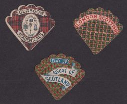 The W G McGregor Bonner Collection, Trade cards, Rugby, Baines, 3 fan shaped button hole cards for