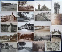 Postcards, Suffolk, a selection of 19 cards with RPs of North Entrance Saxmundham, Christchurch Park