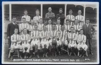 Postcard, Football, Brighton & Hove Albion RP, Team Squad, 1924-25, by Brighton Camera, names in ink