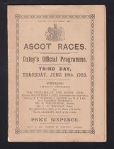 Horse Racing Racecard, Official racecard from the Royal Ascot Meeting held on 18 June, 1903