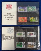 Stamps, GB QEII presentation packs 1964 Geographical and Botanical complete with celophane covers.