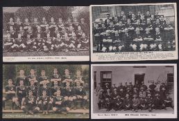 Rugby postcards, New Zealand, four postcards, New Zealand squad & officials 1905-6 (b/w, printed),
