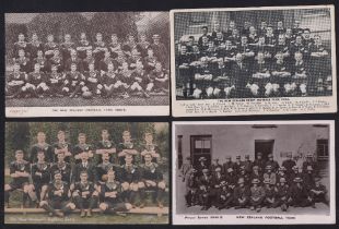 Rugby postcards, New Zealand, four postcards, New Zealand squad & officials 1905-6 (b/w, printed),