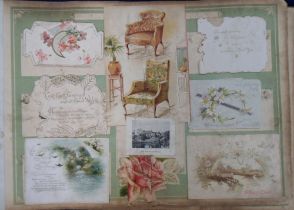 Ephemera, Victorian Scrap Album, a large format scrap book containing 25+ pages of scraps and