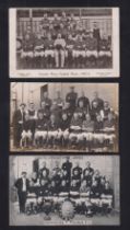 Football postcards, Swindon Town FC, three teamgroup & officials cards, 1907-08 printed by Borough