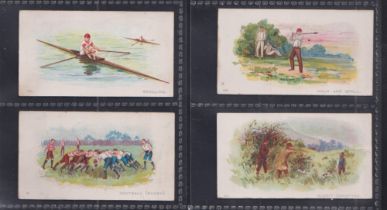 Cigarette cards, C.W.S., British Sport Series, 4 cards, no 3 'Football (Rugby)', no 26 'Sculling, no