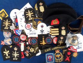 Collectables, Military badges and other items to include Boys Brigade leather belt, H.M.S. Andromeda