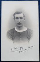 Postcard, Football, J. Ashcroft Arsenal, Blackburn Rovers, & Wales, RP portrait by Forsey (vg)