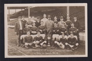 Football postcard, Manchester United, photographic teamgroup & officials showing the 1911-12 1st