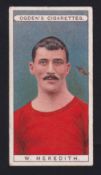 Cigarette card, Ogden's, Famous Footballers, type card, no 3, W Meredith, Manchester Utd (some sl
