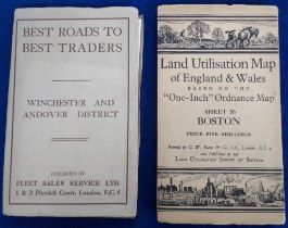 Ephemera, Maps, 2 maps to comprise 1920s 'Best Roads To Best Traders Winchester and Andover