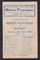 Football programme, at Stamford Bridge, Chelsea, Bishop Auckland v Barnet FA Amateur Cup Final, 20