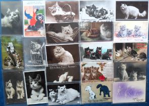 Postcards, Cats, approx. 80 cards RPs, artist drawn, comic, greetings etc. (gen gd)