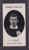 Cigarette card, Taddy, Prominent Footballers (No Footnote), type card, H Thrift, Irish Rugby