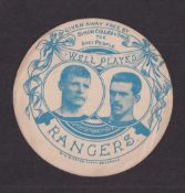 The W G McGregor Bonner Collection, Trade card, Football, W N Sharpe, type card, Rangers, circular
