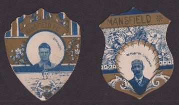 The W G McGregor Bonner Collection, Trade cards, Football, W N Sharpe, two shaped cards, Mansfield