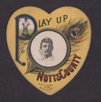 The W G McGregor Bonner Collection, Trade card, Football, W N Sharpe, heart shaped card 'Play Up