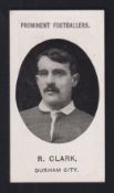 Cigarette card, Taddy, Prominent Footballers (No Footnote), Durham City, type card, R. Clark (vg) (