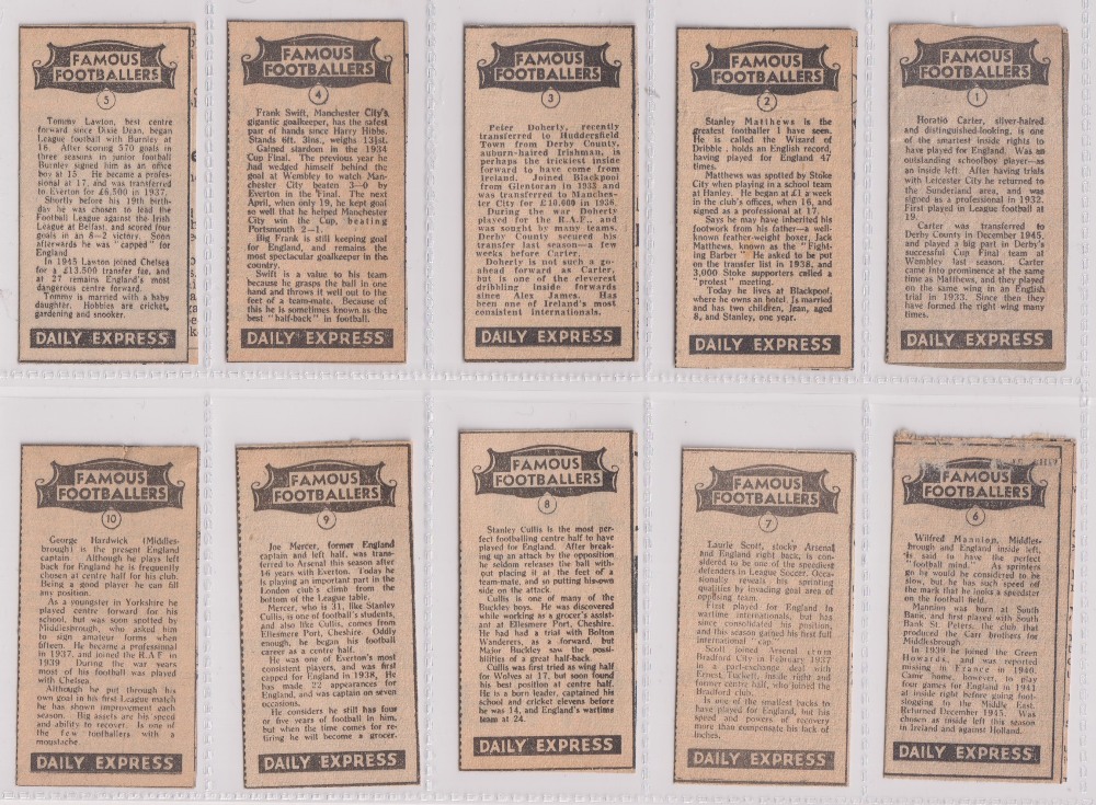 Trade cards, Daily Express, Famous Footballers (set, 10 cards) & Cricketers (set, 10 cards), both - Image 4 of 4