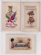 Postcards, Silks, 3 embroidered military patriotic silks featuring Tommy, inc. child in military