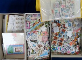 Stamps, Collection of loose world stamps off paper contained in 6 shoe boxes, to include, Spain,