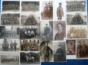 Postcards, Military, a selection of 21 military RPs inc. regimental groups and single soldiers in