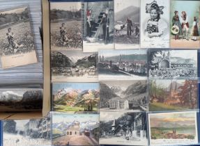 Postcards, Switzerland, a large collection of approx. 340 cards, inc. Mountain Peaks map, ethnic,