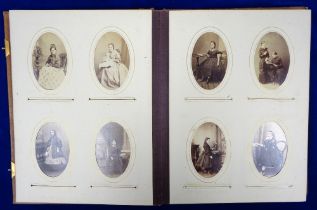 Photographs, a Victorian album containing 185+ earlier cartes de visite to include portraits of