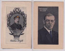 Postcards, Silks, 2 woven silk portraits of Captain Charles Fryatt, a British merchant seaman who