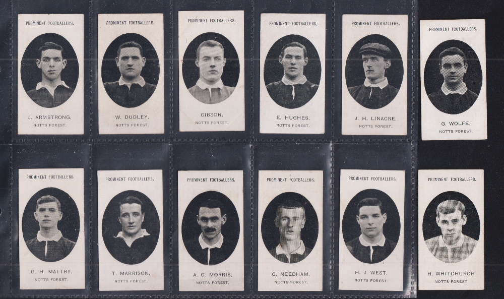 Cigarette cards, Taddy, Prominent Footballers (No Footnote) Notts Forest, (12/14 missing Green &