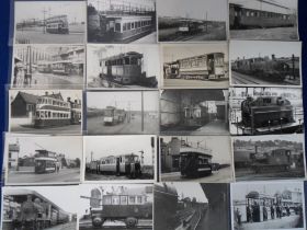 Transportation, Photographs, Ireland, approx. 120 b/w postcard sized images of trains, trams,