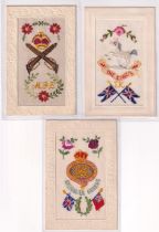 Postcards, Silks, 3 military regimental embroidered silks with Grenadier Guards; The Kings T.K and