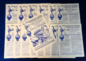 Football programmes, Tottenham Hotspur homes, 1950/51 Division 1 Champions, 15 programmes inc.