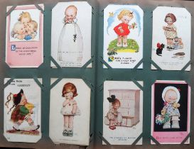 Postcards, a vintage album containing approx. 290 cards, with 144 by Mabel Lucie Attwell, also