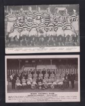 Rugby postcards, Wigan, two postcards, photographic card showing Players & Committee 1908-09 &