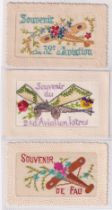 Postcards, Silks, 3 French embroidered silks for The Aircraft Regiments inc. 'Souvenir du 2e d'