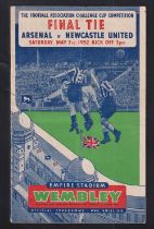 Football programme, Arsenal v Newcastle FA Cup Final 1952 (light vertical fold, gd) (1)