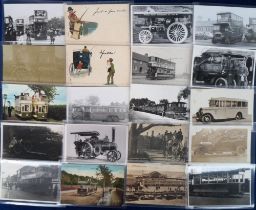 Postcards and Photographs, Transportation 130+ cards and photos of bicycles, crashes, charabancs,