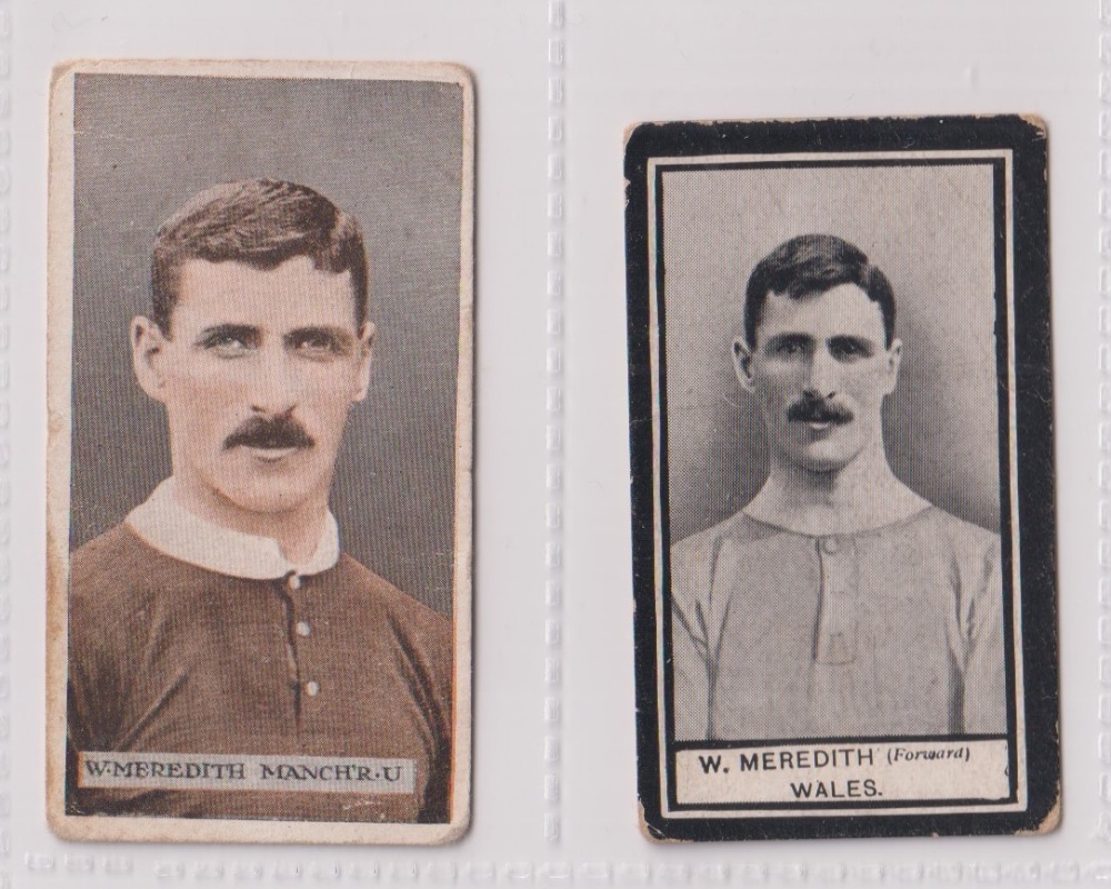 Cigarette cards, Wills (Scissors) Football, two cards, both W. Meredith, International Footballers