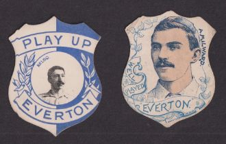 The W G McGregor Bonner Collection, Trade cards, Football, W N Sharpe, 2 shaped cards for Everton,