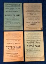 Football programmes, Plymouth Argyle homes 1945/46, 4 programmes v Leicester City 22 Sept 45,