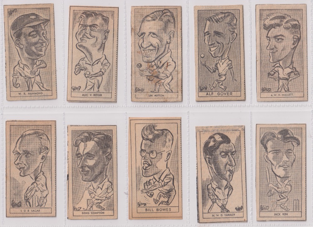 Trade cards, Daily Express, Famous Footballers (set, 10 cards) & Cricketers (set, 10 cards), both